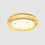 Clear Crystal Led Drum Flush Mount Light | Modern Chrome Ceiling Lamp For Bedroom