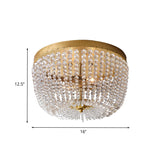 Modern Crystal Flush Ceiling Light With Gold Finish And 3 Bulbs