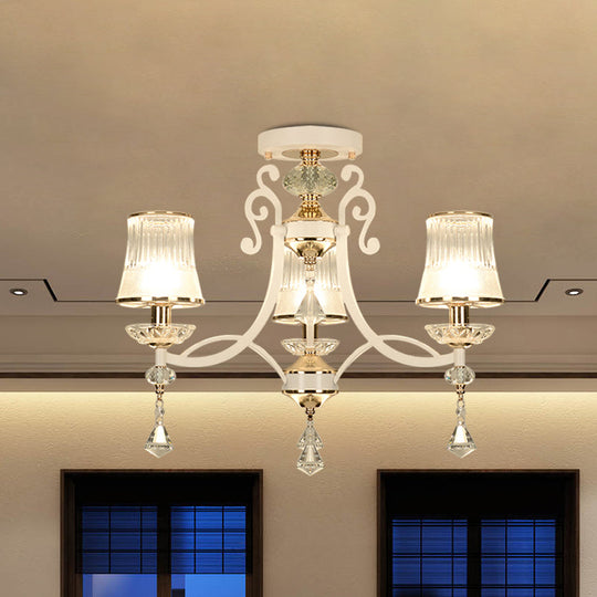 Swirling Crystal Raindrop Pendant Chandelier - Minimalist Kitchen Lamp With 3 Lights And