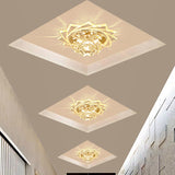 Modern Led Crystal Glass Lotus Ceiling Pendant Light - Flush-Mount Fixture Clear