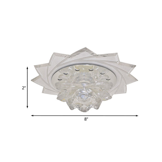 Modern Led Crystal Glass Lotus Ceiling Pendant Light - Flush-Mount Fixture