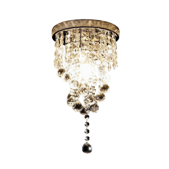 Modern Cylindrical Crystal Flush Mount Ceiling Light Fixture