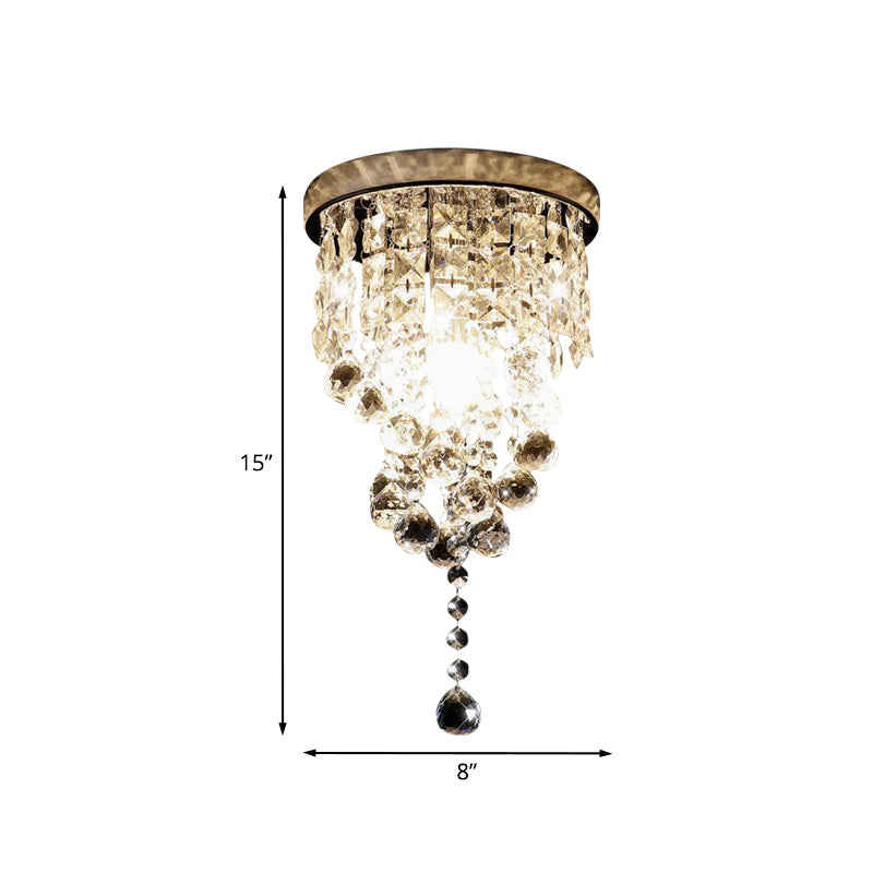 Modern Cylindrical Crystal Flush Mount Ceiling Light Fixture