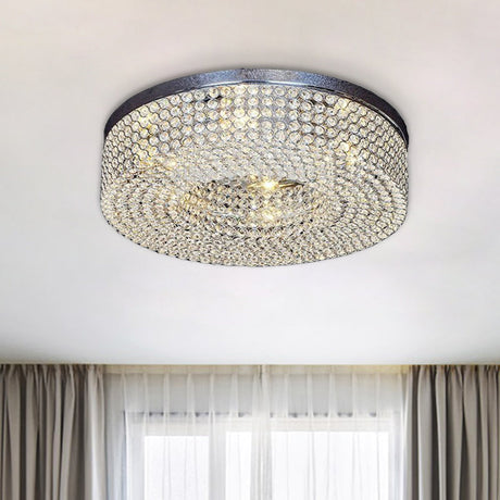 Modern Crystal Flush Mount Ceiling Light Fixture With 6-Bulb Recessed Lighting Clear