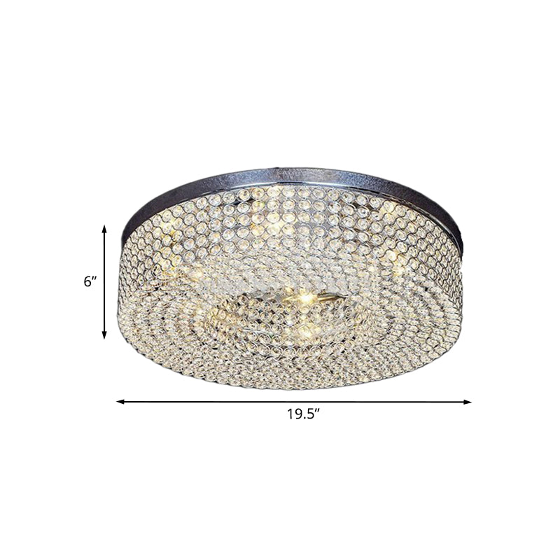 Modern Crystal Flush Mount Ceiling Light Fixture With 6 - Bulb Recessed Lighting