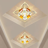 Tan Led Crystal Flushmount Ceiling Lamp Minimalist Flower Design