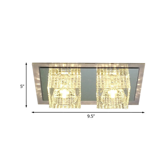 Modern Crystal Flush Mount Led Ceiling Light Fixture - Clear