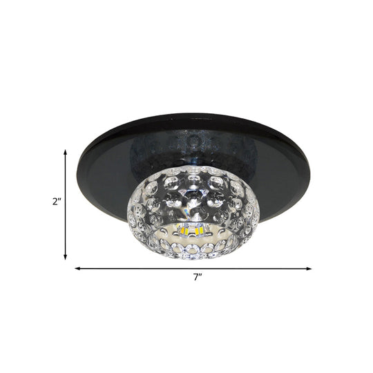 Contemporary Led Flush Mount Ceiling Light - Stylish Clear Glass Lighting Fixture For Guest Room
