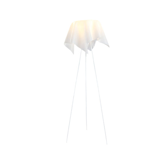 Sleek White Handkerchief Floor Lamp - Simplicity Design 1 Head Acrylic Tri-Leg Bedside Lighting