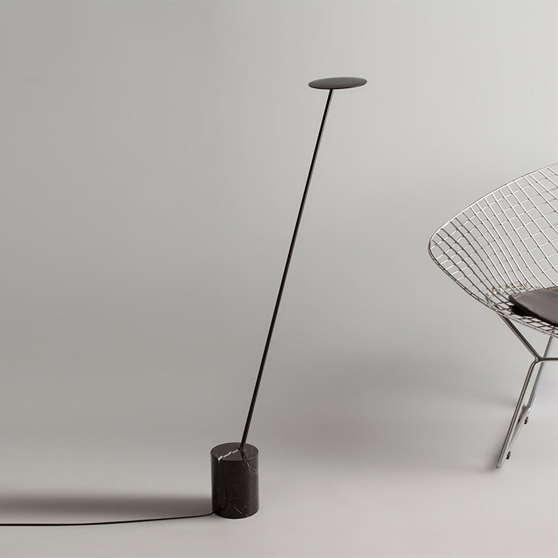 Contemporary Metallic Led Circle Floor Reading Lamp - White/Black Stand Up Light