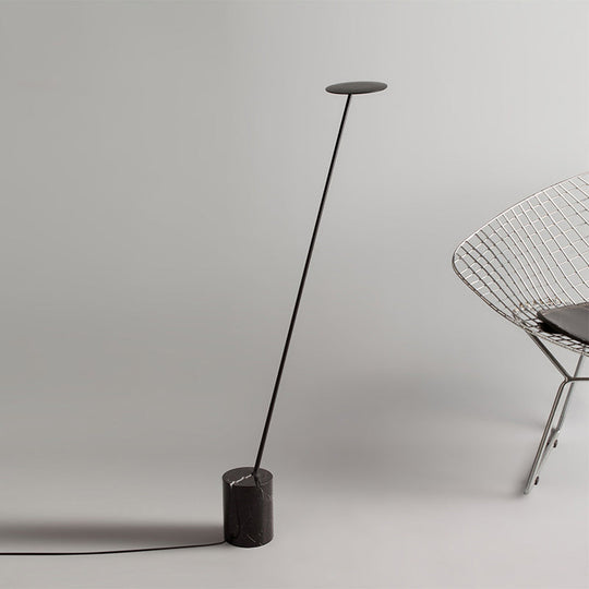 Contemporary Metallic Led Circle Floor Reading Lamp - White/Black Stand Up Light