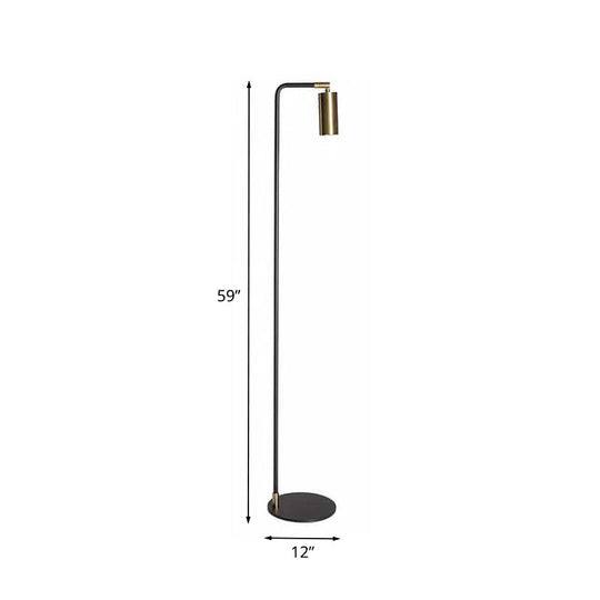 Simplicity Metallic 1 Head Bedside Floor Reading Lamp In Black And Gold
