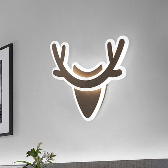 Nordic Flush Mount Wall Sconce With Led Light Coffee Heart Shape/Black Wifi Acrylic Shade And Elk