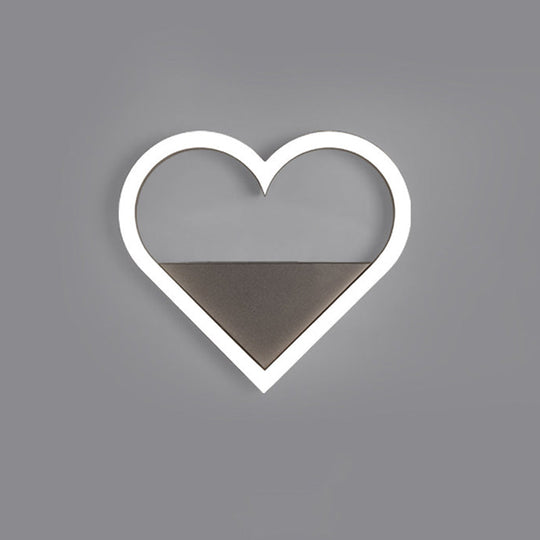 Nordic Flush Mount Wall Sconce With Led Light Coffee Heart Shape/Black Wifi Acrylic Shade And Elk