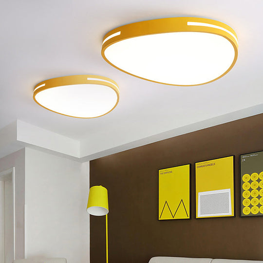 Teardrop Led Ceiling Light For Kindergarten And Bedroom - Nordic Style Yellow