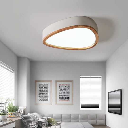 Wooden Teardrop Led Ceiling Light For Boys Bedroom White /
