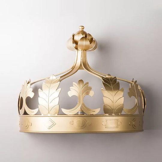 Vintage Metal Crown 3-Light Wall Sconce In Grey/Gold - Bedroom Wall-Mounted Lighting