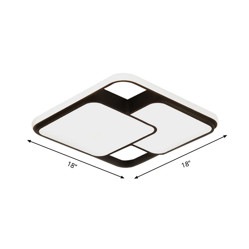 Contemporary Black And White Rectangular/Square Flush Mount Led Ceiling Light For Living Room -