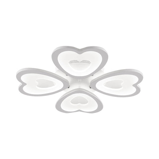 Contemporary 4/6 - Light Ceiling Mount Fixture With Acrylic Shade - White Heart Flush Lamp In