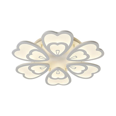 Contemporary Acrylic Heart Ceiling Light - 6/9/12 Lights Warm/White/Natural Flush Mount For Dining