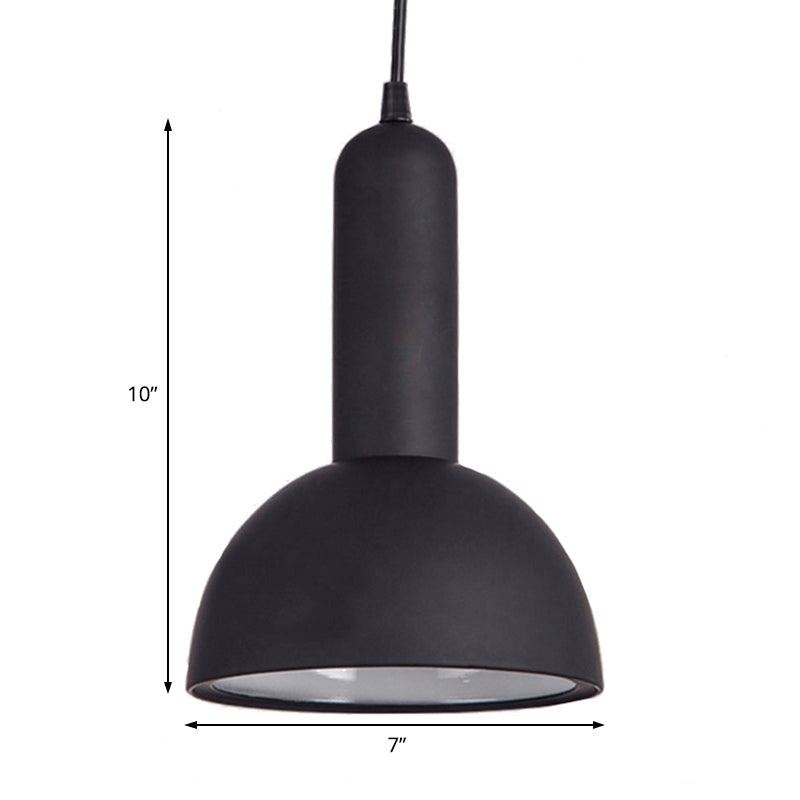 Industrial Domed Pendant Light In Metallic Black - Perfect For Living Room