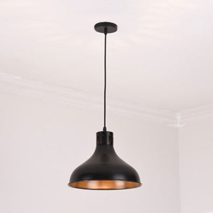 Retro Style Metallic Bowl Shade Hanging Lamp - 1-Light Black Pendant Lighting For Bedroom