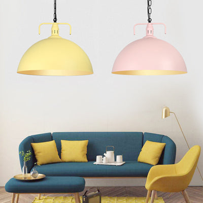 Stylish 1-Light Dark Blue Pendant Light For Living Room - 8’/10’ Domed Ceiling Fixture