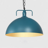Stylish 1-Light Dark Blue Pendant Light For Living Room - 8’/10’ Domed Ceiling Fixture / 10’