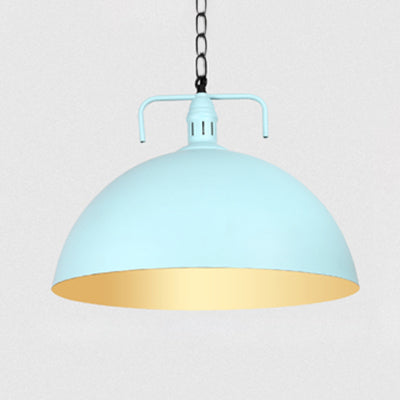 Stylish 1-Light Metal Pendant Light In Dark Blue - Domed Ceiling Fixture For Living Room (8 Or 10