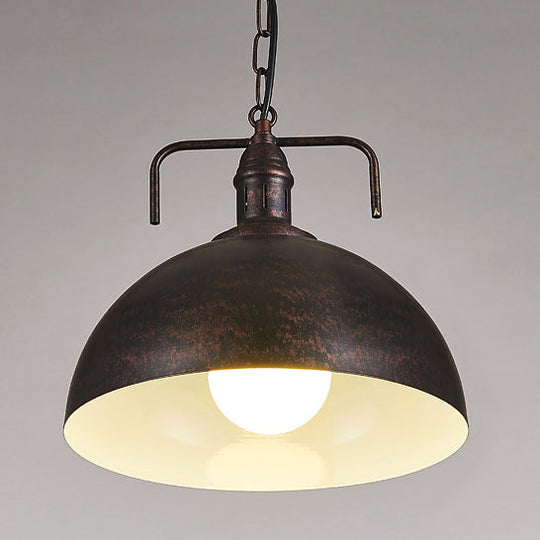 Stylish 1-Light Metal Pendant Light In Dark Blue - Domed Ceiling Fixture For Living Room (8 Or 10