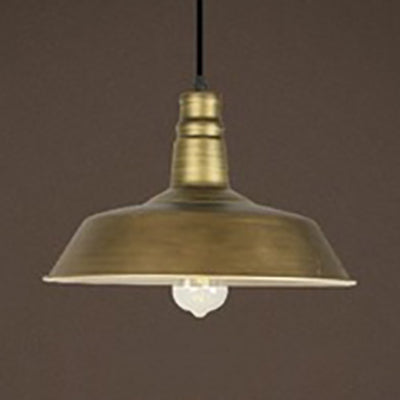 Vintage Brass Barn Pendant Light - Rustic Metal Restaurant Ceiling Hanging Lamp Antique
