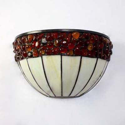 Retro Stained Glass Wall Sconce Lighting - 2-Light Bowl Mount For Corridor