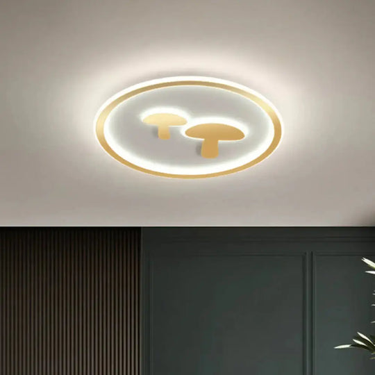Circular Mushroom Baby Room Led Ceiling Lamp - 16’/19.5’ Dia White/Pink/Gold Options Gold / 16’