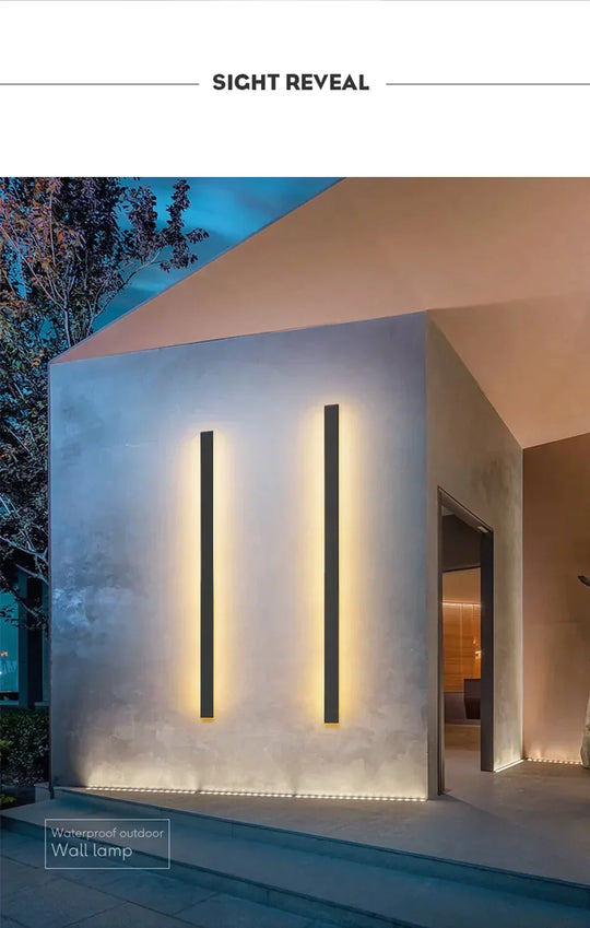 Waterproof Outdoor Wall Lamp Led Long Ip65 Aluminum Light Garden Villa Porch Sconce 110V 220V