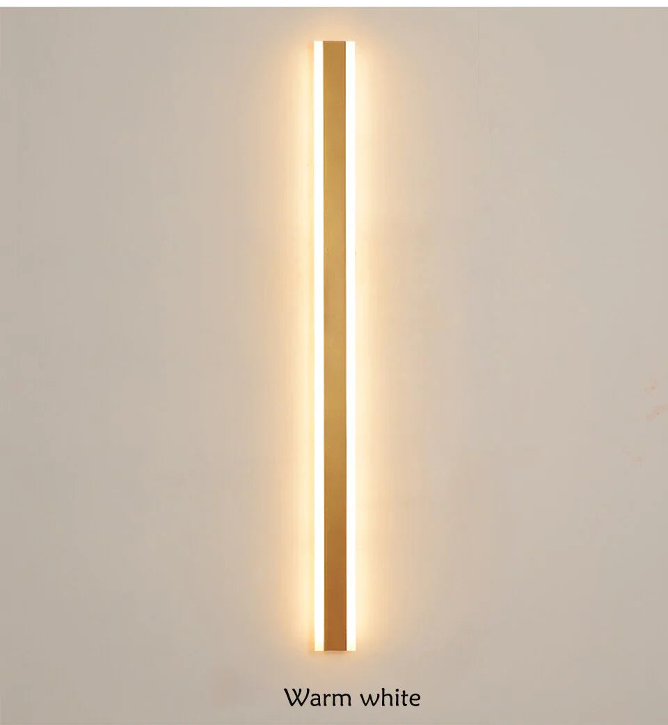 Modern Ip65 Waterproof Outdoor Lights Stainless Steel Long Led Wall Lamp Gold Light Garden Porch