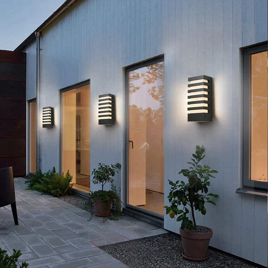 Led Outdoor Waterproof Wall Light Modern Style Aluminum Sconce Porch Garden Lightings Black 12W