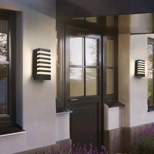 Led Outdoor Waterproof Wall Light Modern Style Aluminum Sconce Porch Garden Lightings Black 12W