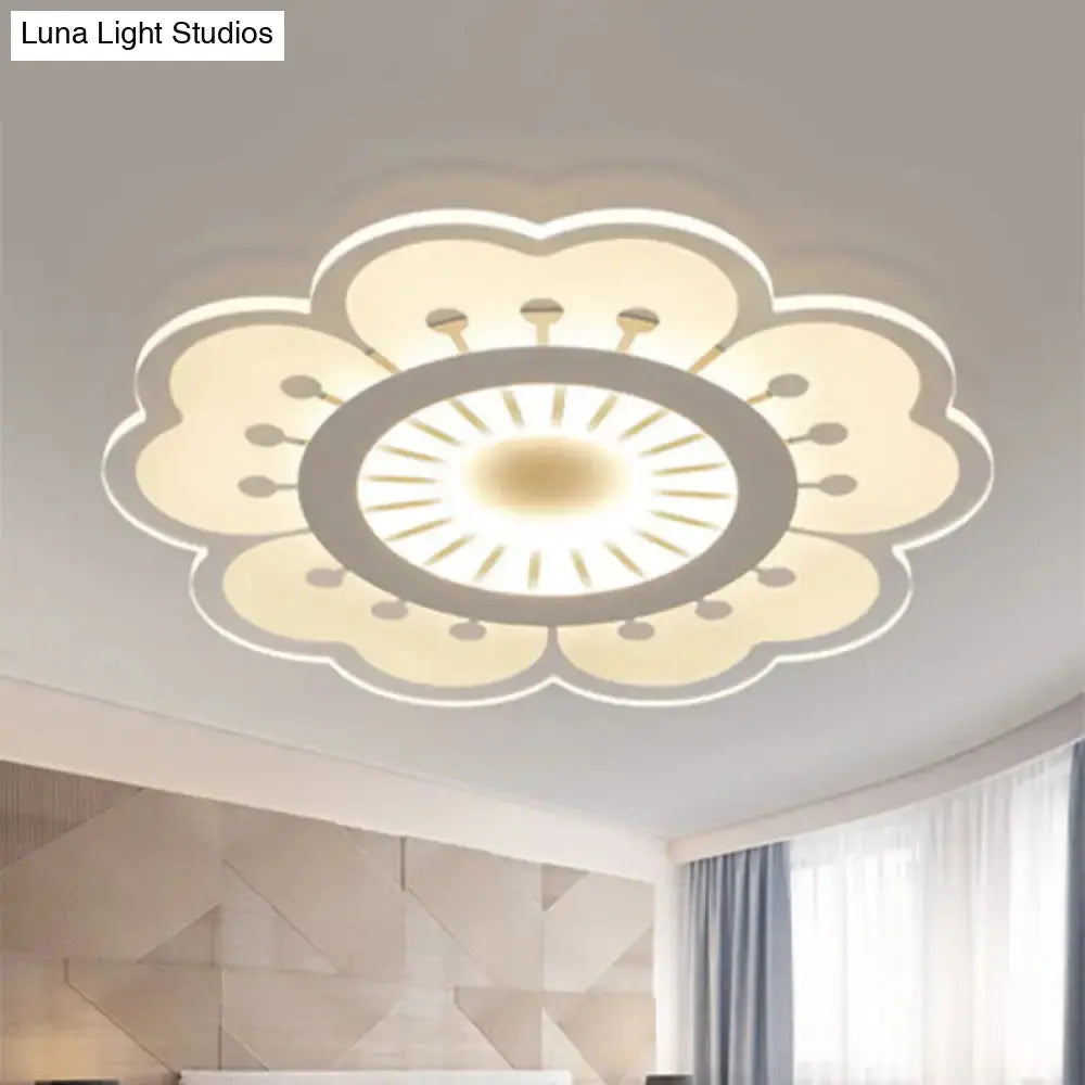 Minimalist Flush Mount Led Ceiling Lamp In White With Ultrathin Design & Acrylic Finish