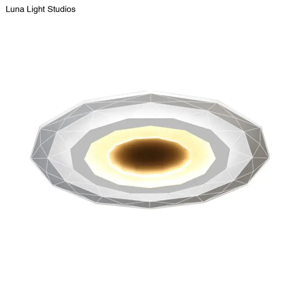 Minimalist Flush Mount Led Ceiling Lamp In White With Ultrathin Design & Acrylic Finish
