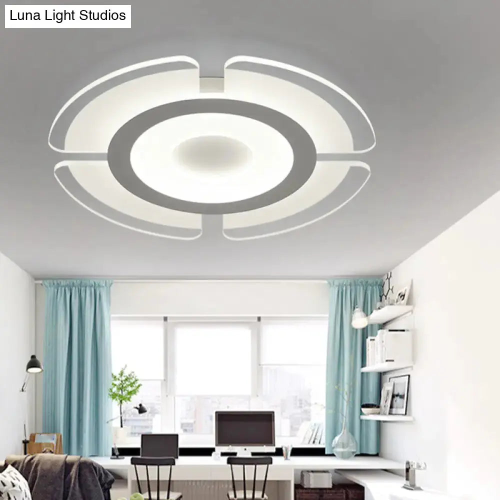 Minimalist Flush Mount Led Ceiling Lamp In White With Ultrathin Design & Acrylic Finish