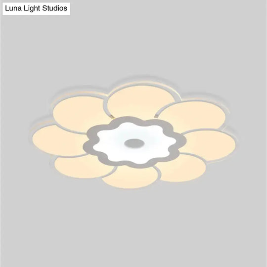 Minimalist Flush Mount Led Ceiling Lamp In White With Ultrathin Design & Acrylic Finish