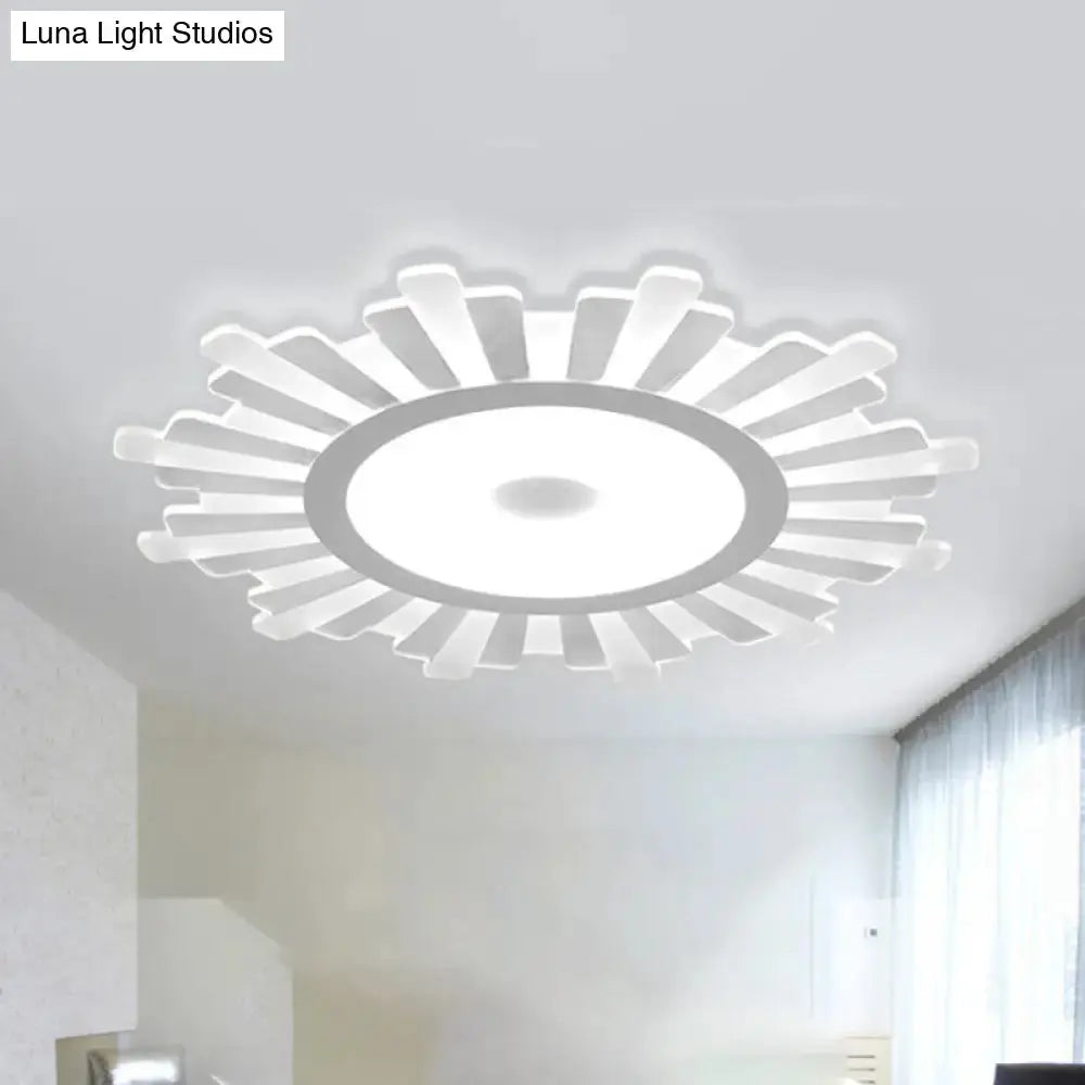 Minimalist Flush Mount Led Ceiling Lamp In White With Ultrathin Design & Acrylic Finish