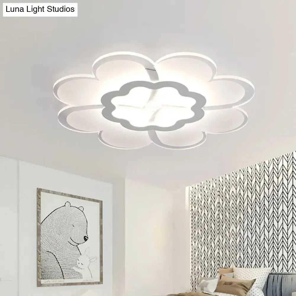 Minimalist Flush Mount Led Ceiling Lamp In White With Ultrathin Design & Acrylic Finish