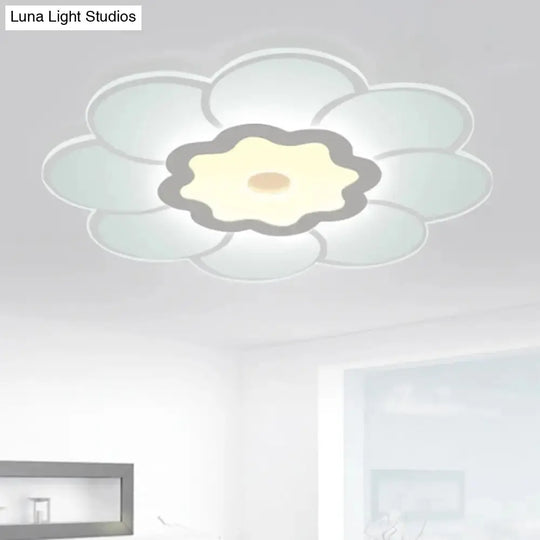 Minimalist Flush Mount Led Ceiling Lamp In White With Ultrathin Design & Acrylic Finish