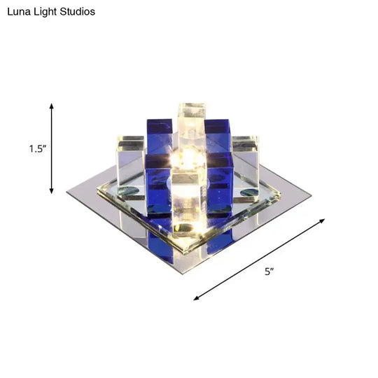 Modern Crystal Square Led Flushmount Light For Corridors