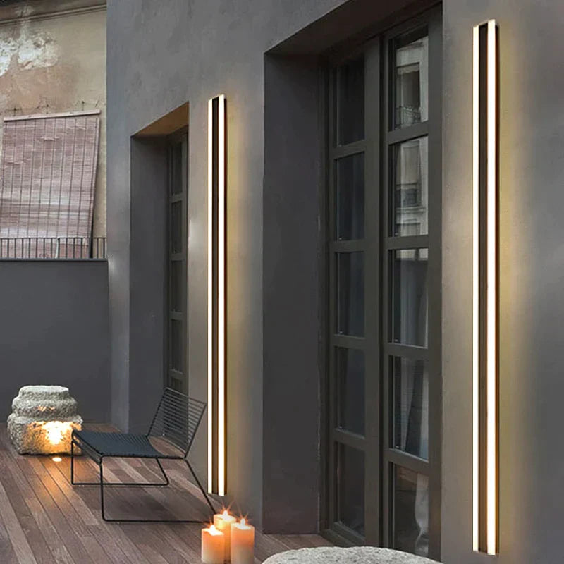 Modern Waterproof Outdoor Long Strip Led Wall Lamp Ip65 Aluminum Light Garden Porch Sconce 110V