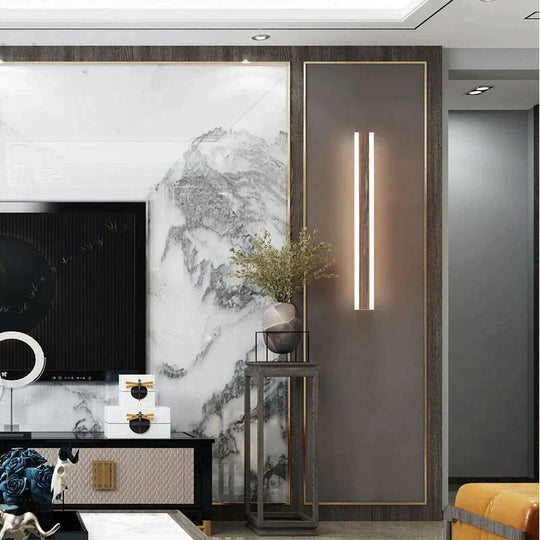 New Chinese Outdoor Wall Lamp Waterproof Stainless Steel Long Led Imitation Marble Light Garden