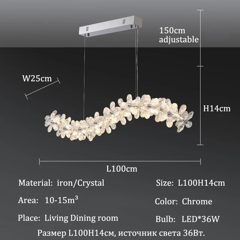 Celestia Modern Petal Crystal Chandelier – Luxury Chandelier L100cm / warm light 3000k