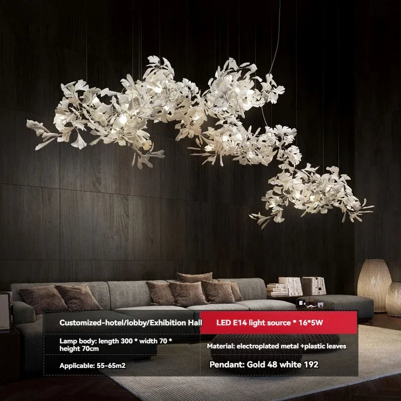 Liora Luxury Duplex Chandelier – Modern Villa Staircase Lighting Long 300cm C / Plastic Leaf / cold light 6000k