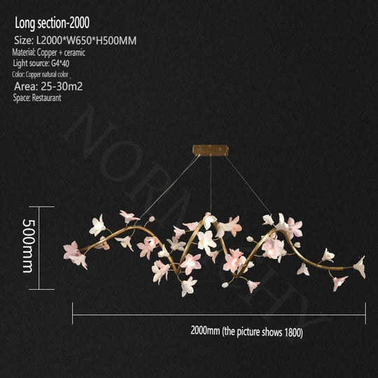 Florencia Ceramic Flower Chandelier – Postmodern Luxury Lighting 200X50CM